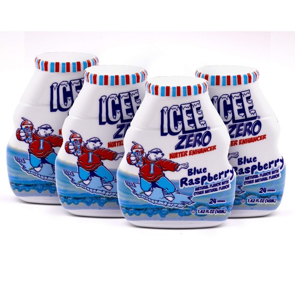 ICEE Zero Calorie Blue Raspberry Liquid Water Enhancer Flavor Drops - 1.62 Fluid Ounces (48 Milliliters) - Pack of 4