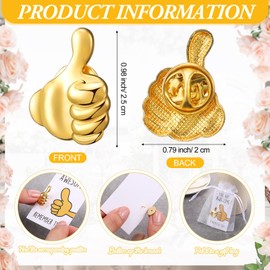 Tondiamo 40 Sets Employee Appreciation Gifts Bulk Inspirational Thumbs up Lapel Pins with Thank You Cards Organza Bags Recognition Gifts for Coworker Staff Teacher Team Employee of the Month Pin