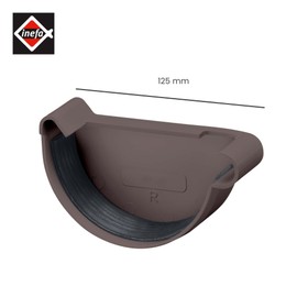INEFA Gutter End Piece Semicircular, PVC NW125 / 125 mm, Right Dark Brown Gutter Accessories, Easy Plug-In Installation, Made in Germany