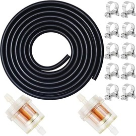 1/4 Inch ID Fuel Line Hose with & Filters, 6.5 Feet Gas Fuel Hose for Kawasaki Kohler Briggs & Stratton John Deere Craftsman Riding Lawn Mower Tractor Generator Mini Bike ATV Motorcycle Generators