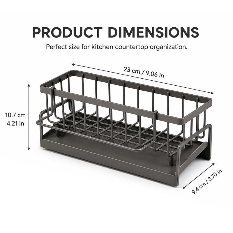 Zirax Kitchen Sink Caddy Organiser, Sink Tidy Sponge Holder with