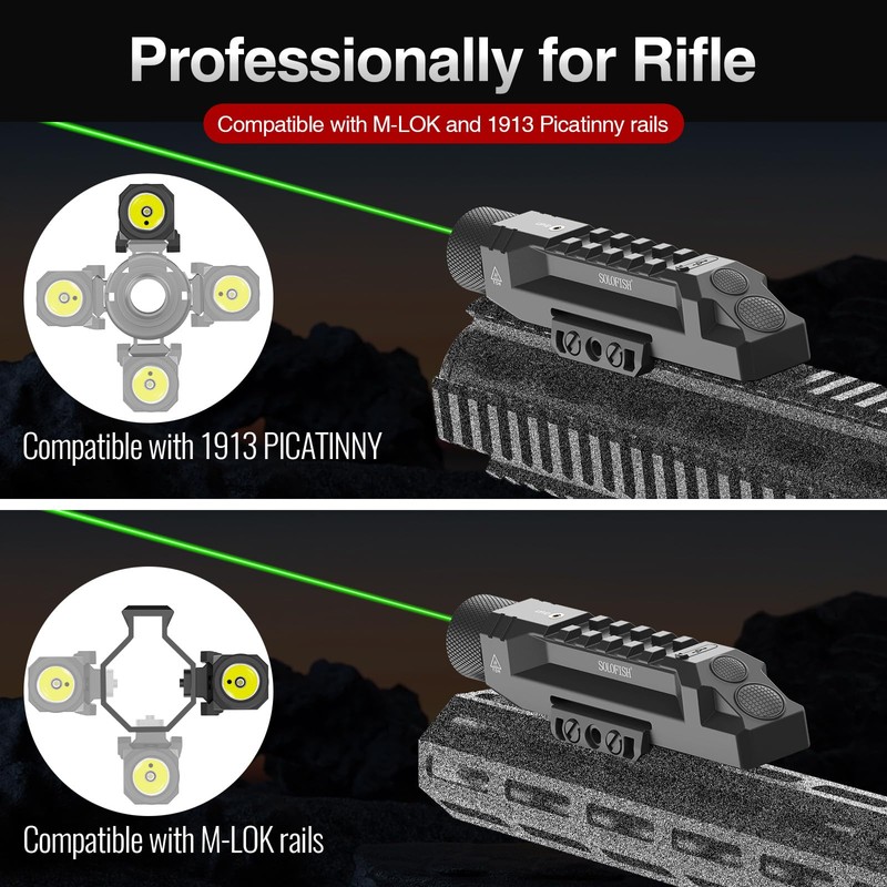 Solofish 1750 Lumens Green Laser Light Combo for Rifle