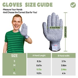2 Pairs Cut Resistant Glove, Level 5 Cutting Gloves, Kitchen Work Safe Protective Cut Proof Mandoline Gloves. Oyster Glove for Kitchen, Shucking, Wood Carving and Gardening