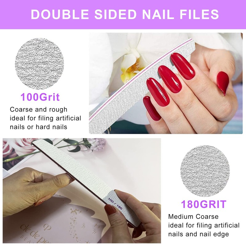 Juego de 20 limas de uñas para uñas naturales, lima