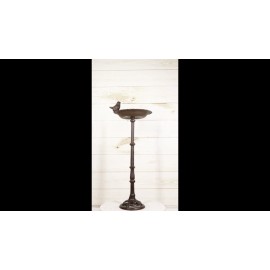 Ebros Gift Rustic Cast Iron Bird Perching On Sunflower Bird Feeder Bath Garden Statue 20"H