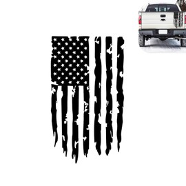 Dogary 1 PC American Flag Car Decal, American Flag Distressed Stickers for Trucks, Waterproof Sun Proof Tailgate Decal, Universal Rear Graphic Car Sticker Windows (Black)