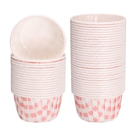 sourcing map Mini Cupcake Liners for Baking Cupcake, 50Pcs Cupcake Muffins Liners Cupcake Holders Paper Greaseproof Wrappers for Wedding, Showers, Gift (Light Pink and White)