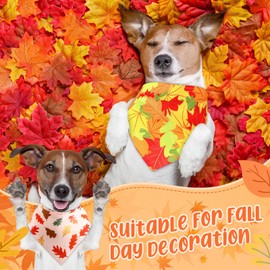 Preboun 50 Pcs Fall Pumpkin Dog Bandana Bulk Maple Leaves Bandana for Dogs Triangle Kerchief Bib Scarf for Small Medium Large Pet Thanksgiving Costume Accessories, 25 Styles (25.6 x 17.7 x 17.7 Inch)