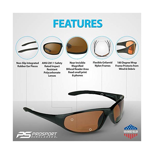 proSPORT Blue Blocking Bifocal Sunglasses Reader +3.00 Men Women Safety Z87 Protective HD Lens