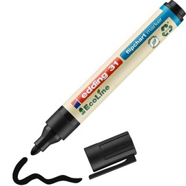 edding 31 Ecoline flipchart marker - black - 1 pen - round nib 1,5-3 mm - marker for writing, drawing and marking on flipchart paper - does not bleed through - does not dry out - refillable