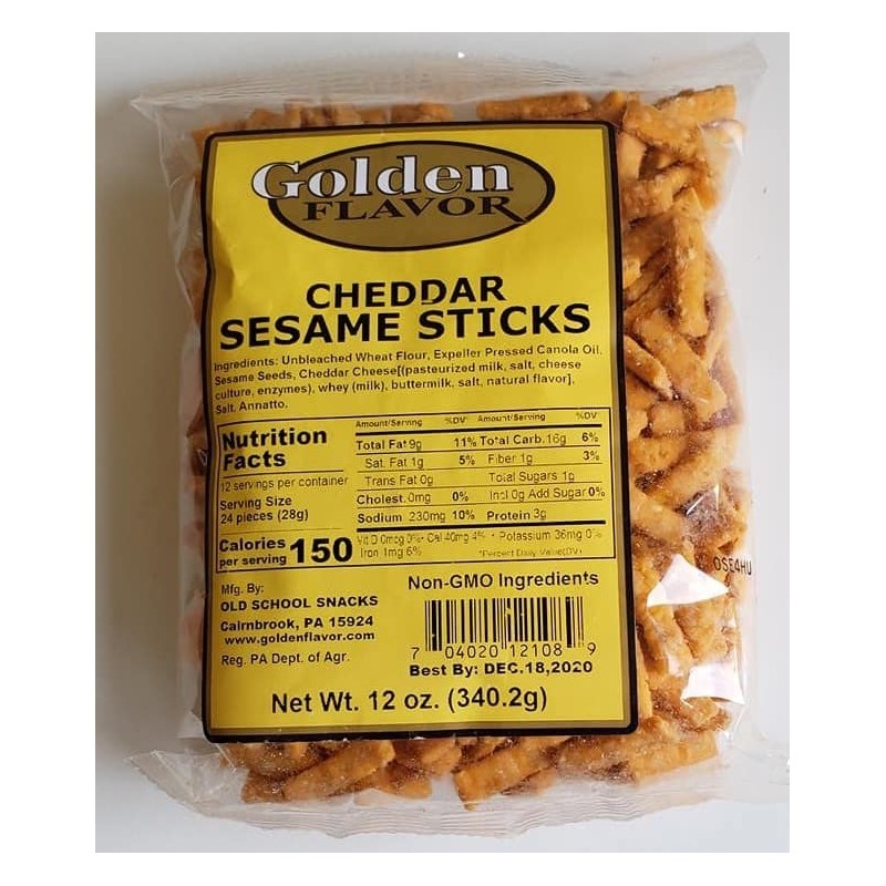 Golden Flavor - Cheddar Sesame Sticks - 12 oz bags