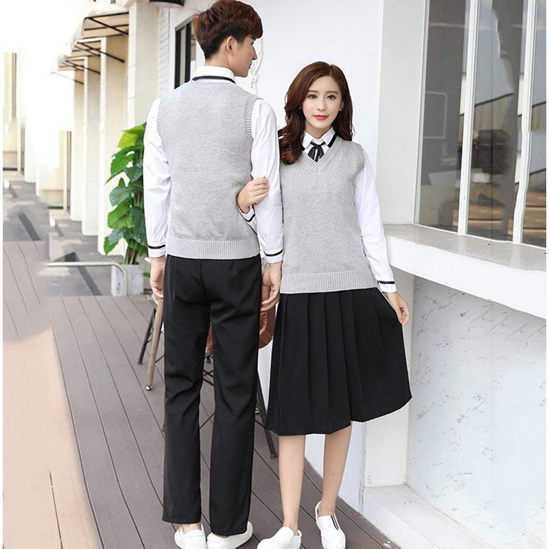 EIMEI School Uniform Vest, Sleeveless, Plain, Loose Fit, Knit, All