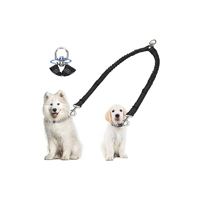 Zhilishu Dual Dog Leash Coupler - 360 No Tangle Double