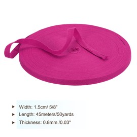 PATIKIL Cotton Twill Tape 15mm(5/8") 46m(50 Yards) Cotton Ribbon Bias Binding Tape Herringbone Webbing Trim for Sewing Gift Wrapping Craft DIY Rose