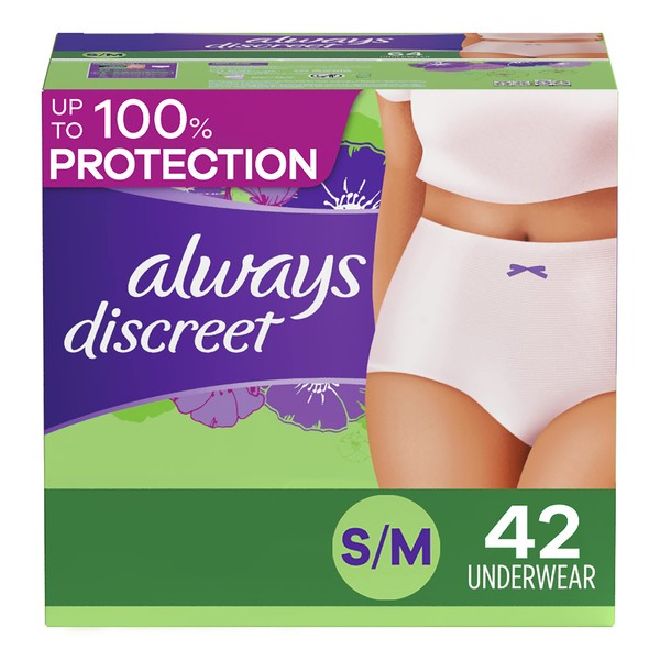 Always Discreet Incontinence Underwear for Women Maximum Absorbency, S/M, 42 Count