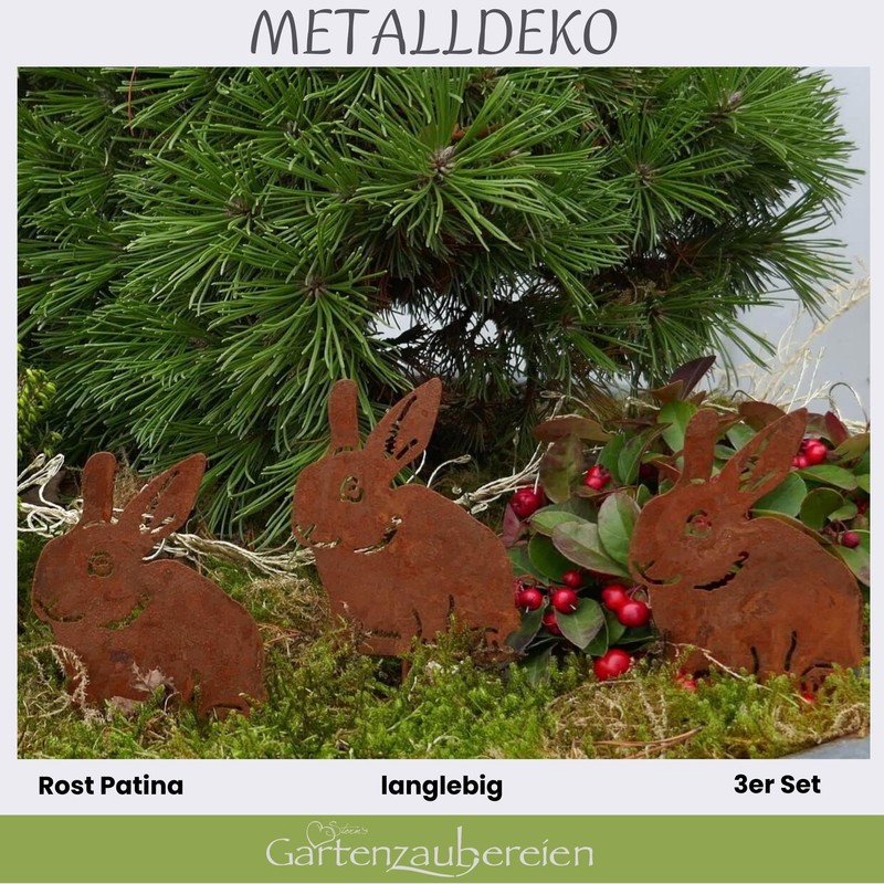 Garden Stake Easter Decoration Rabbit – Set of 3 Rust