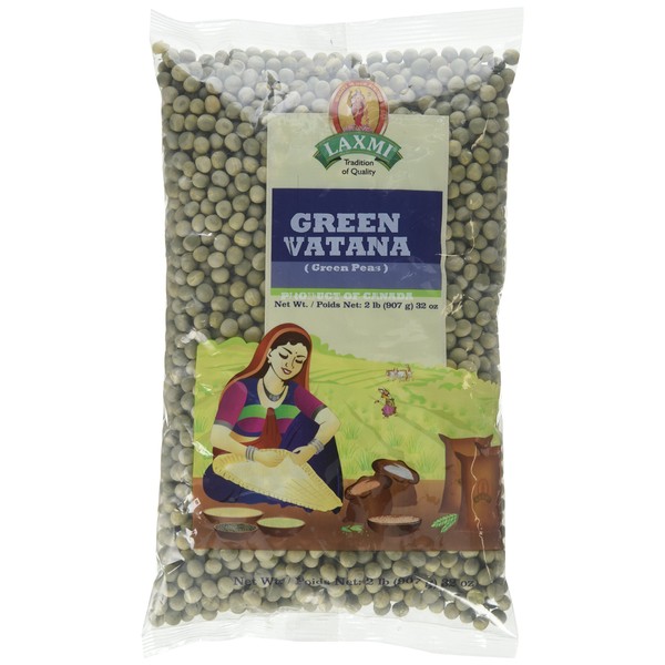 Laxmi Brand Green Vatana, Whole Green Peas, House of Spices (2lb)