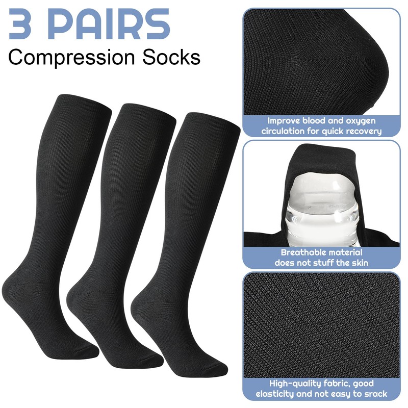 3 paia di calze a compressione, calze a compressione, 15-25