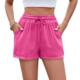 OBTONABC Summer Pants for Women 2025 Trendy Elastic Waist Drawstring Shorts with Pockets Beach Outfits Vacation Boho Clothes