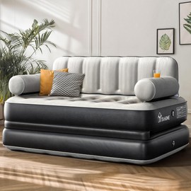 YITAHOME Queen Size Air Sofa Bed Mattress with Headboard and Pump, Blow Up Couch Inflatable Bed for Home Living Room, 79" x 60" x 25" (Expanded Size, Black)