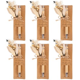 KKSJK 6 Sets Thank You Gifts, A Small Thank You Gift with Wooden Ballpoint Pen, Dried Flowers and Pen Holder, Thank You for Everything Gift for Teachers, Employees, Colleagues, Farewell Gift