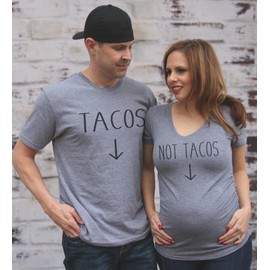 Tacos or Not Tacos Couples Maternity Announcement Shirts Sold Separately (Women's Maternity V Neck - Not Tacos,XL)