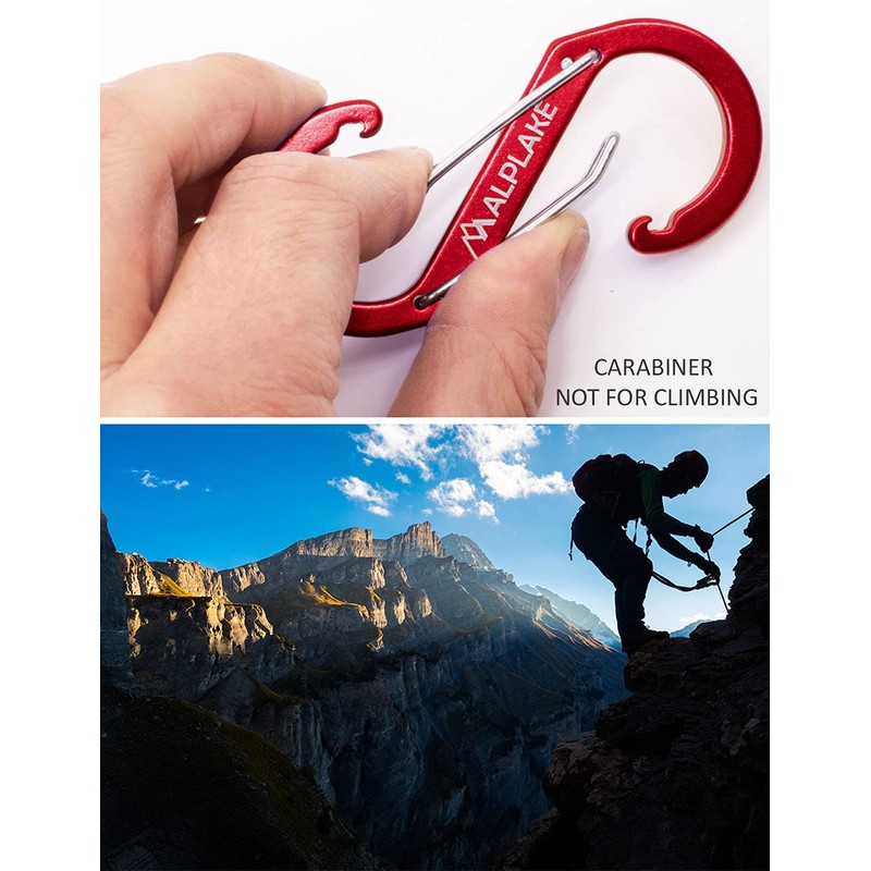 ALPLAKE ® - Pack of 4 Material Carabiners, Double Carabiner,