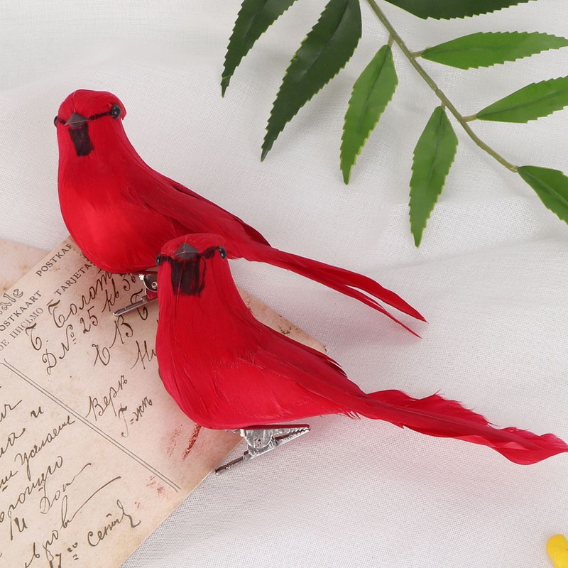 10Pcs Red Foam Handmade Artificial Simulated Bird Yard Lawn Garden