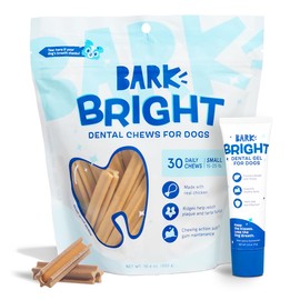 Bark Bright Original Dental Kit - Dog Tooth Brushing Treatment with Teeth Cleaning Chew Sticks & Toothpaste - Plaque & Tartar Remover for Cleaner Teeth & Fresh Breath - Small Breeds - 30 Chews