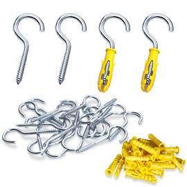 SHSMPXOY Pack of 30 Screw Hooks, 50 mm Stainless Steel Ceiling Hooks, Hook Screw, Screw-In Hooks, Robust Cup Hooks, Hooks for Screwing Metal, for Outdoor Indoor Hanging Accessories