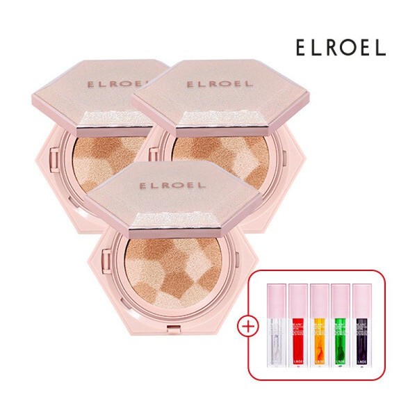 ELROEL NEW Blending Compact Cushion (Basic) 1+1+1+1 Lip Oil 1