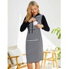 MISSKY Long Sleeve Striped Maternity Dresses for Women Pocket Sweatshirts