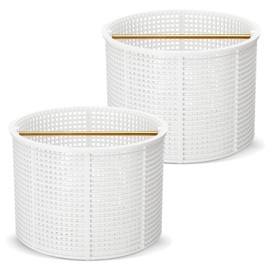 Sawysine 2 Pack 7'' Pool Skimmer Basket for Inground Pool with Brass Handle Heavy Duty Filter Basket Compatible with Sp1082, Sp1083, Sp1084, Sp1085, Sp1086 B-152 Skimmer Baskets
