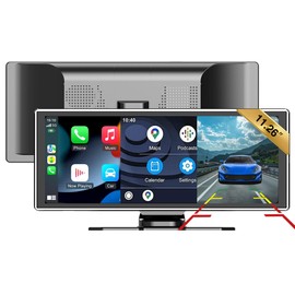 SCUMAXCON 11.26" Portable Car Stereo Wireless CarPlay Android Auto Airplay Android Cast with Backup Cam IPS Touchscreen GPS Navigation Bluetooth USB AUX Built-in Speaker