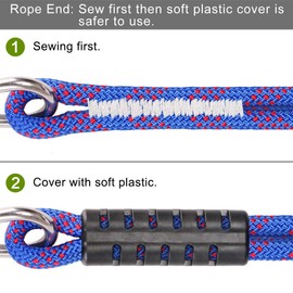 24 ft Heavy Duty Boat Tow Harness, Boat Tow Ropes, Easy Connection w/ 3 Stainless Steel Larger Hooks, SELEWARE