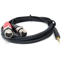 DRUT 3.5mm Stereo Jack to 2 x XLR Female Cable – Audio Splitter Lead for Microphones, Mixers, Speakers, DJ, Studio and Recording Equipment (2m)