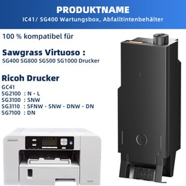 Osinkjet IC41 Waste Ink Container Compatible with Sawgrass Ricoh GC41 SG400 SG800 SG500 SG1000 Printer, SG400 405783 Maintenance Box