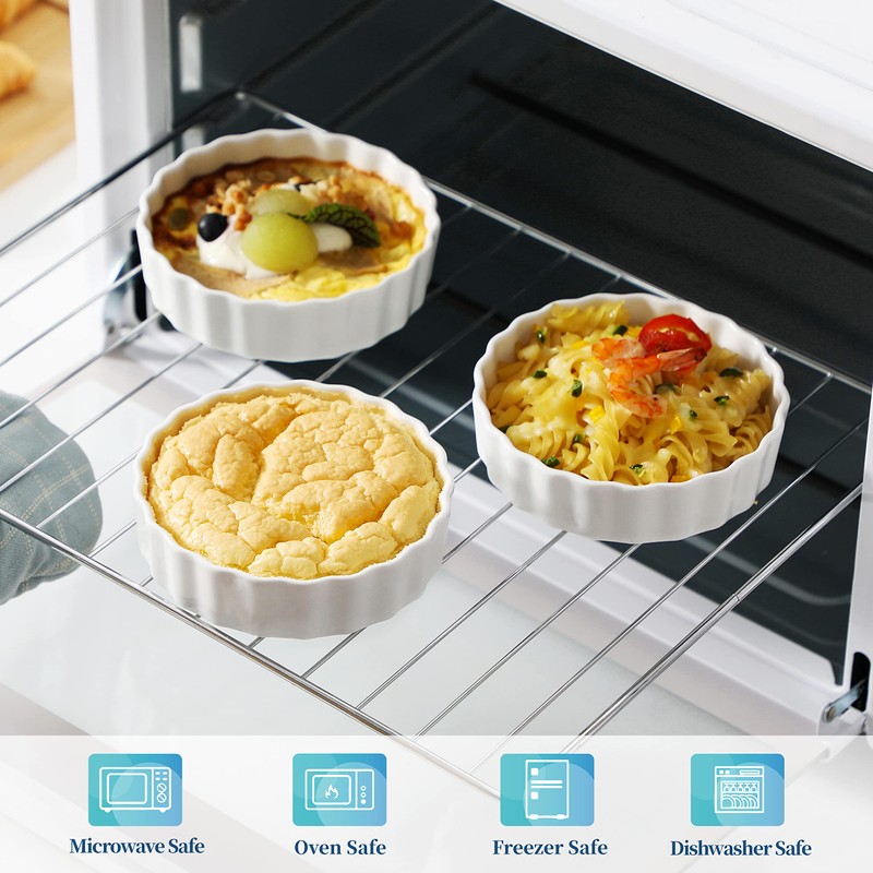 LOVECASA Porcelain Ramekins 8 Oz Oven Safe Set of 6