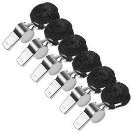 BizoeRade Pack of 6 Stainless Steel Whistle, Metal Sports Whistle, Trainer Whistle, Referee Whistle, Signal Whistle with Adjustable and Removable Lanyard for School Sports, Football, Dog Training