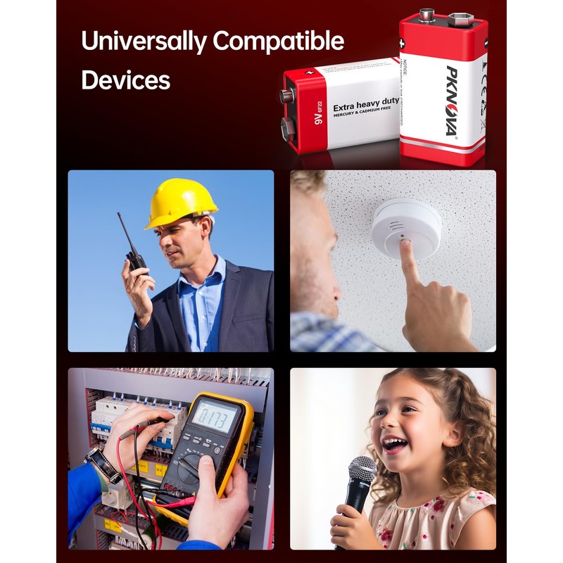 9V Batteries Carbon 9 Volt Battery for Smoke Detector 6F22