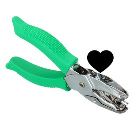 PATIKIL 1/4" Single Hole Punch, Handheld Hole Puncher with Soft Grip Heart Shape Metal Paper Puncher for DIY Craft Scrapbook Ticket, Green