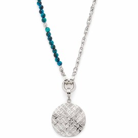 Leonardo Jewels Morina Clip & Mix 023243 Women's Necklace Stainless Steel and Tiger's Eye Beads with Pendant, Length 64 cm, Can also be Worn as a Short Chain, Jewellery Gift, Stainless Steel, No