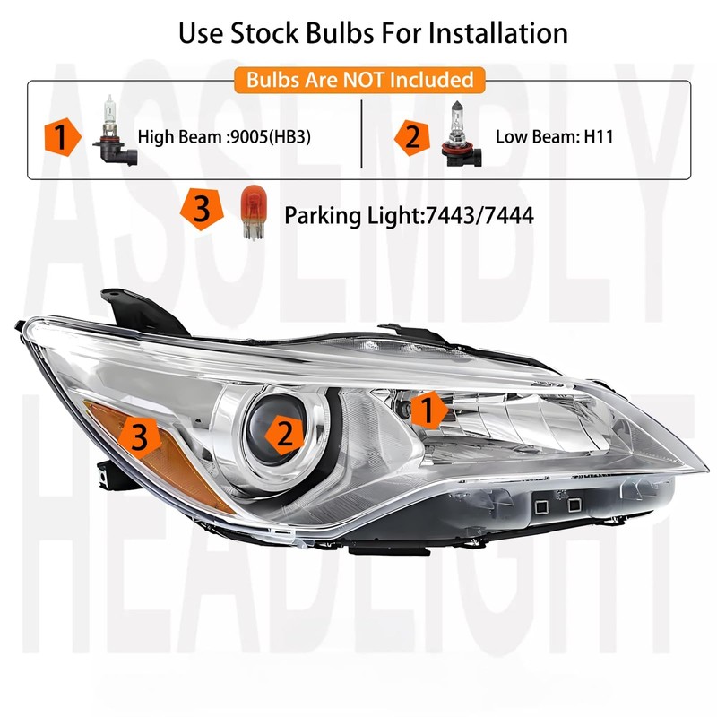 Pair Headlight Assembly Set For 2015 2016 2017 Toyota Camry