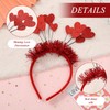 1 Red Headband, 1 Pair Of Heart-Shaped Pendant Earrings, Creative