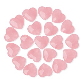20 Pcs Rose Quartz Heart Crystals Gemstones Crystal Bulk Reiki Love Pink Energy Balancing Pocket Spiritual Divination Reiki Healing Gemstones, Crystal Gifts for Women, Valentines Day Gifts for Her