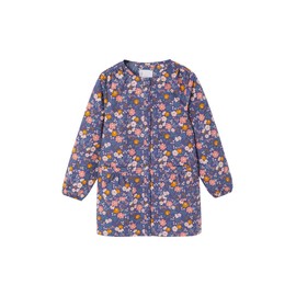 Vertbaudet Girls' Painting Coat Flowers, blue