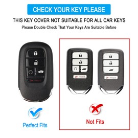 QBUC for Honda Key Fob Cover, Soft TPU Car Key Case Protector with Leather Keychain Compatible with Honda Accord Civic HR-V CR-V Pilot Odyssey Smart Remote Key (Gold Trim,Blue)