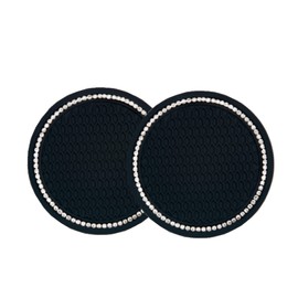 2Pcs Bling Car Coasters PVC Diamond-Studded Car Anti Slip Coasters,Universal Vehicle Interior Crystal Cup Coasters for Women(2.75" Diameter) (Black)
