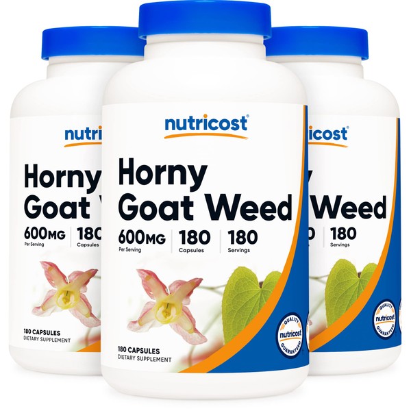 Nutricost Horny Goat Weed Extract (Epimedium) (3 Bottles) - 180 Capsules, 180 Servings Per Bottle, 600mg Per Capsule