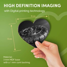 Destination Vinyl ltd Great Coasters (Set of 4) Heart - BW - Science Fiction Spaceship Fantasy Drink Glossy Coasters/Tabletop Protection for Any Table Type #36060